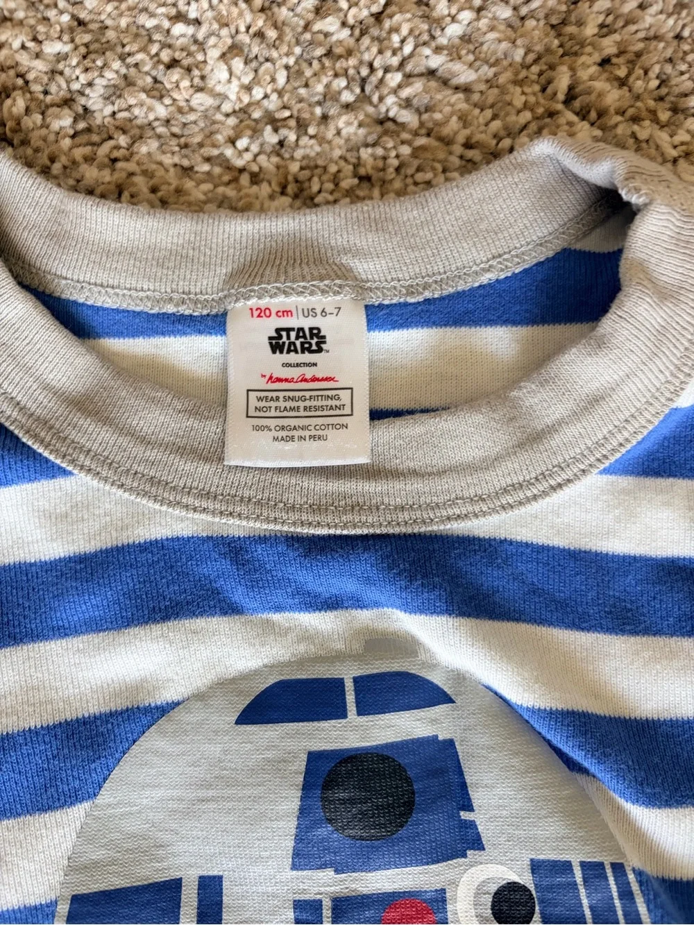 Hanna Andersson Star Wars R2-D2 Striped Long Johns Pajamas Sz 6-7